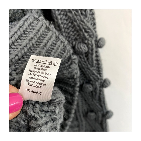 Rylee & Cru Chunky Bobble Knit Button Down Cardigan Sweater in Grey - Picture 10 of 10